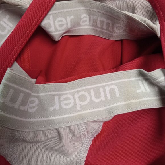 Under Armour Size S Tank Top HeatGear Racerback Pink Shelf Bra Athletic Stretchy - Picture 11 of 14